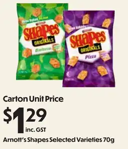 Campbells Wholesale Arnott's Shapes Selected Varieties offer