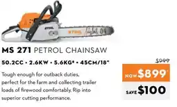 STIHL MS 271 PETROL CHAINSAW offer