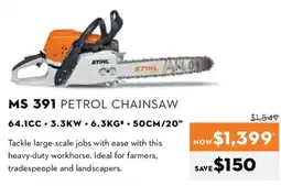 STIHL MS 391 PETROL CHAINSAW offer