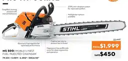 STIHL MS 500¡ WORLD'S FIRST FUEL INJECTED CHAINSAW offer