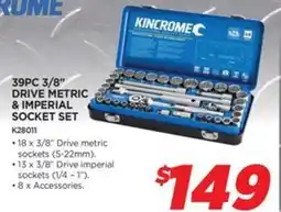 Auto One 39PC 3/8" DRIVE METRIC & IMPERIAL SOCKET SET offer