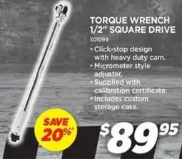 Torque wrench 1/2" square drive