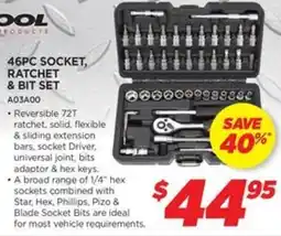 Auto One 46pc socket, ratchet & bit set offer