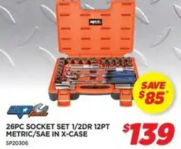 Auto One 26PC SOCKET SET 1/2DR 12PT METRIC/SAE IN X-CASE offer