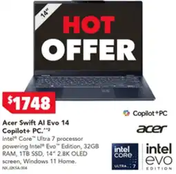 2nds World Acer Swift Al Evo 14 Copilot+ PC offer
