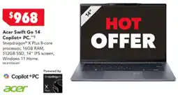 2nds World Acer Swift Go 14 Copilot+ PC offer