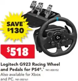 Logitech G923 Racing Wheel and Pedals for PS4
