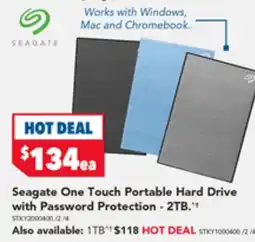 2nds World Seagate One Touch Portable Hard Drive with Password Protection - 1TB offer
