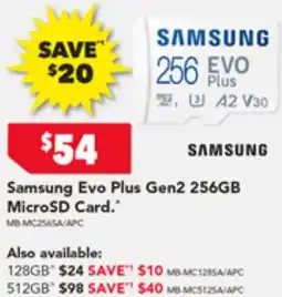 2nds World Samsung Evo Plus Gen2 256GB MicroSD Card offer
