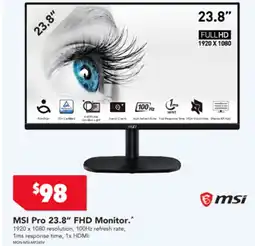MSI Pro 23.8" FHD Monitor