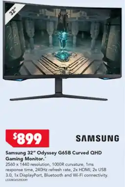 2nds World Samsung 32" Odyssey G65B Curved QHD Gaming Monitor offer