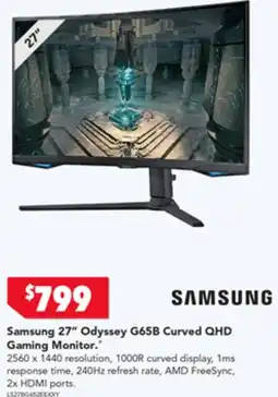 Samsung 27" Odyssey G65B Curved QHD Gaming Monitor
