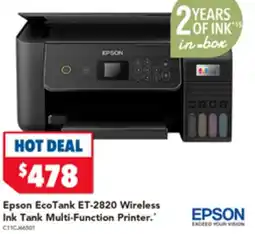 2nds World Epson EcoTank ET-2820 Wireless Ink Tank Multi-Function Printer offer
