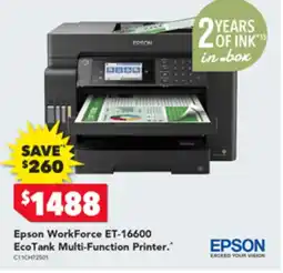 2nds World Epson WorkForce ET-16600 EcoTank Multi-Function Printer offer