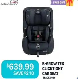 Baby Kingdom B-GROW TEX CLICKTIGHT CAR SEAT BLACK ONLY offer