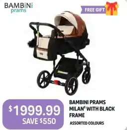 Baby Kingdom BAMBINI PRAMS MILAN" WITH BLACK FRAME offer