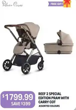 Baby Kingdom Reef 2 special edition pram with carry cot assorted colours offer