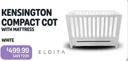 Kensington compact cot with mattress white