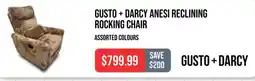 Gusto + darcy anesi reclining rocking chair assorted colours