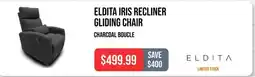 Eldita iris recliner gliding chair charcoal boucle