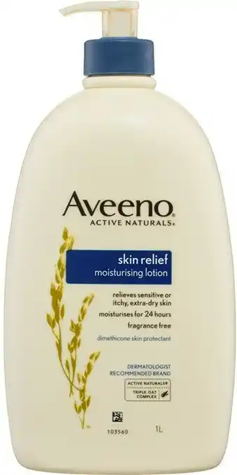 BIG W Aveeno Active Naturals Skin Relief Moisturising Lotion 1L offer