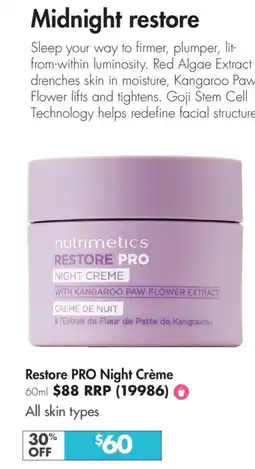 Nutrimetics Restore PRO Night Crème offer