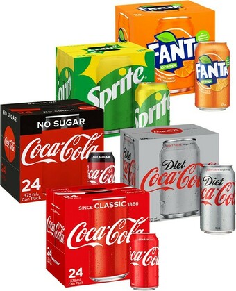 BIG W Coca-Cola, Sprite or Fanta 24-Pack Can Varieties 375ml offer