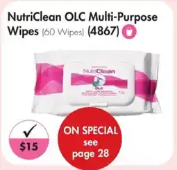 NutriClean OLC Multi-Purpose Wipes (60 Wipes)