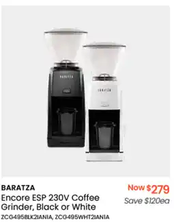 Myer BARATZA Encore ESP 230V Coffee Grinder, Black or White offer