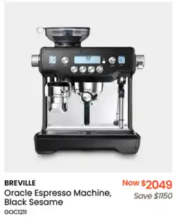 Myer BREVILLE Oracle Espresso Machine, Black Sesame offer