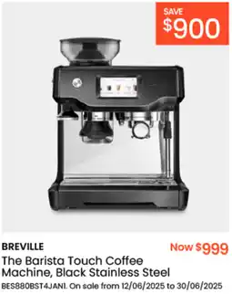 Myer BREVILLE The Barista Touch Coffee Machine, Black Stainless Steel offer