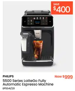 Myer PHILIPS 5500 Series LatteGo Fully Automatic Espresso Machine offer