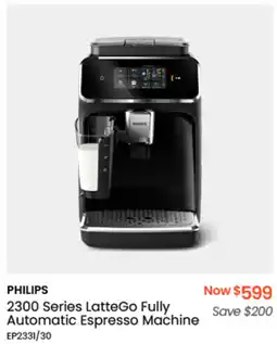 Myer PHILIPS 2300 Series LatteGo Fully Automatic Espresso Machine offer