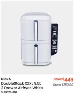 Myer NINJA DoubleStack XXXL 9.5L 2 Drawer Airfryer, White offer