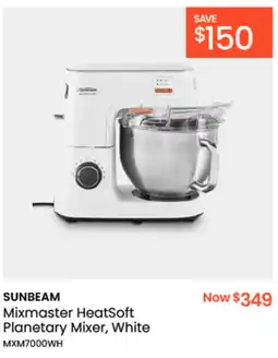 Myer SUNBEAM Mixmaster HeatSoft Planetary Mixer, White offer