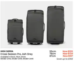 Myer HIGH SIERRA Cross Season Pro, Ash Grey 87cm offer