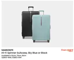 Myer SAMSONITE Hi-Fi Spinner Suitcase, Sky Blue or Black offer