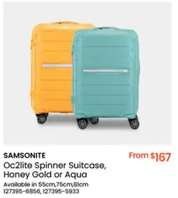Myer SAMSONITE Oc2lite Spinner Suitcase, Honey Gold or Aqua offer