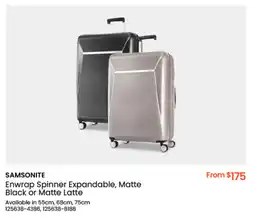 Myer SAMSONITE Enwrap Spinner Expandable, Matte Black or Matte Latte offer