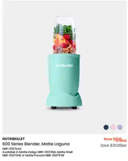Myer NUTRIBULLET 600 Series Blender, Matte Laguna offer