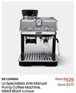 Myer DE'LONGHI La Specialista Arte Manual Pump Coffee Machine, Metal Black offer