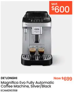 DE'LONGHI Magnifica Evo Fully Automatic Coffee Machine, Silver/Black
