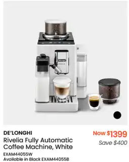 Myer DE'LONGHI Rivelia Fully Automatic Coffee Machine, White offer