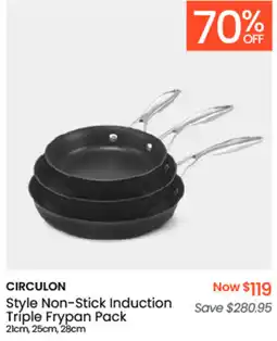 Myer CIRCULON Style Non-Stick Induction Tríple Frypan Pack offer
