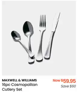 Myer MAXWELL & WILLIAMS 16pc Cosmopolitan Cutlery Set offer