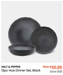 Myer SALT & PEPPER 12pc Hue Dinner Set, Black offer