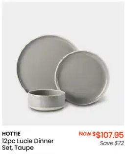 Myer HOTTIE 12pc Lucie Dinner Set, Taupe offer