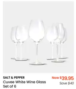 Myer SALT & PEPPER Cuvee White Wine Glass Set of 6 offer