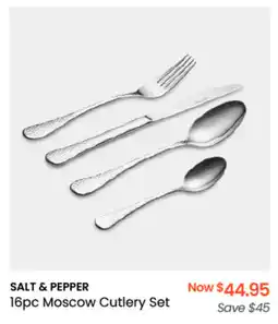 Myer SALT & PEPPER 16pc Moscow Cutlery Set offer