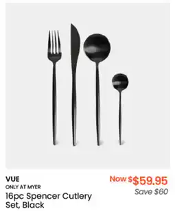Myer VUE 16pc Spencer Cutlery Set, Black offer